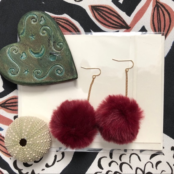 Just in NWT Pom Pom Drop Earrings